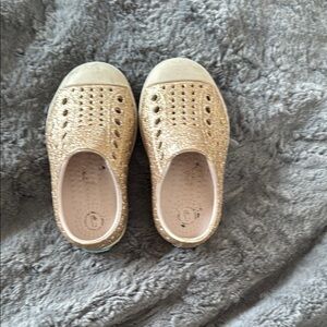 Gold Glitter Slip-On Shoes